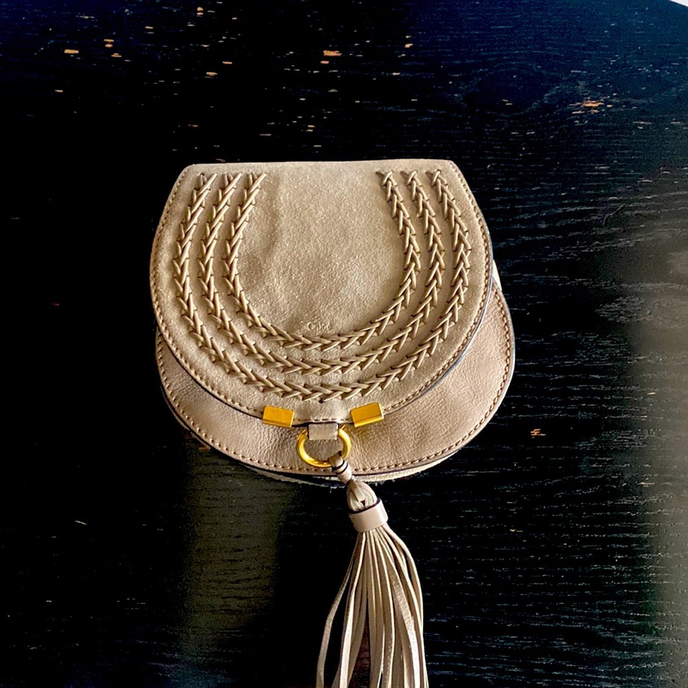 Chloe Marcie gray suede mini crossbody bag